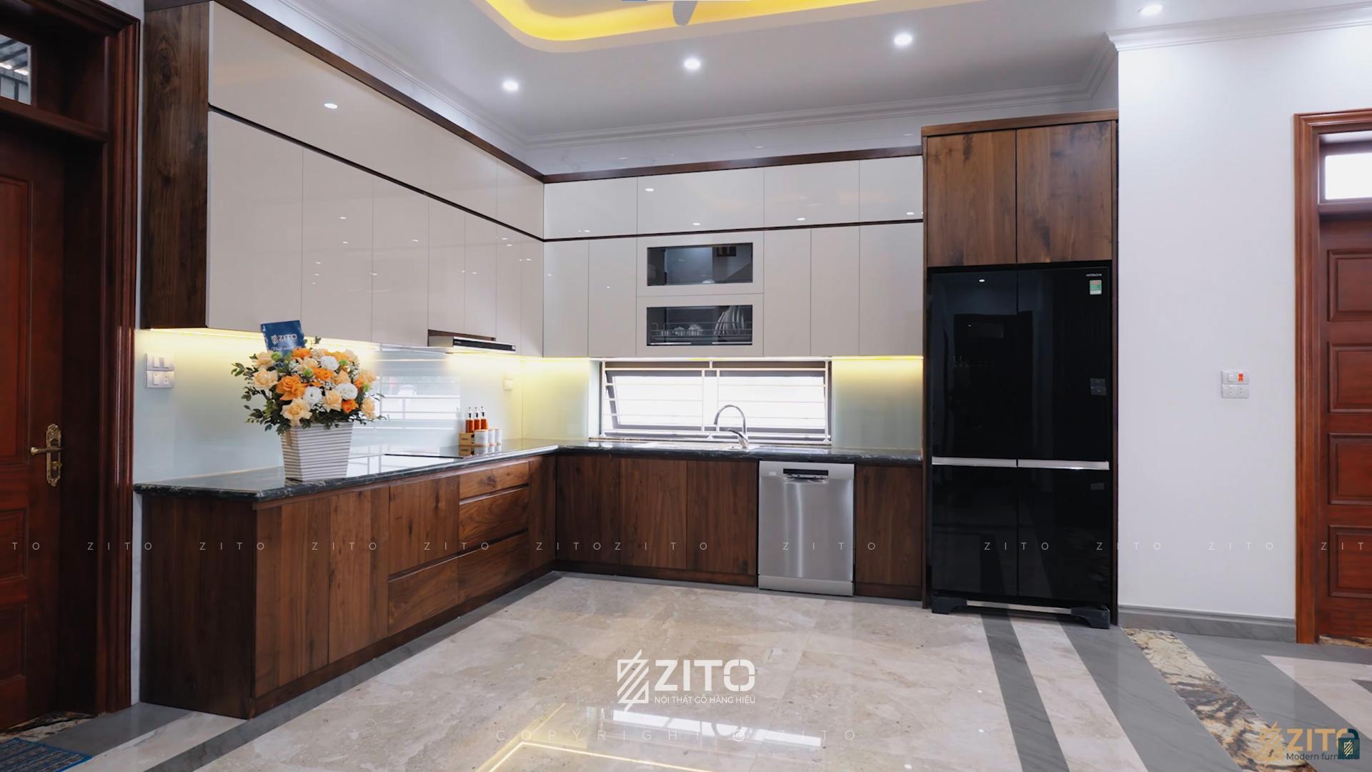  Tủ bếp góc chữ L đáp  ứng đầy đủ nhu cầu sử dụng của gia đình